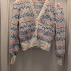 Blue Rain Pastel Patterned Cardigan Sweater